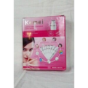 Kemei KM-375 7-in-1 Women's Cordless Body Shaver Wet/Dry USB Multi-Attachments